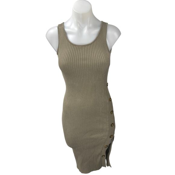 Hippie Rose Olive Green Sleeveless Ribbed Knit Tank Bodycon Mini Dress Size S - Picture 1 of 4